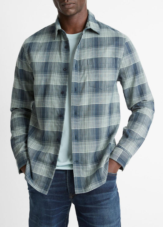 VINCE Big Sky Plaid Cotton Button-Front Shirt in Long Sleeve