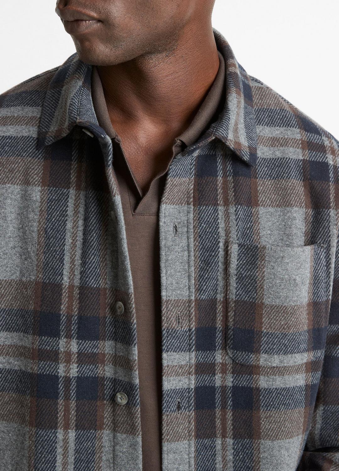 VINCE Plaid Cotton-Blend Shirt Jacket in Shirt Jackets