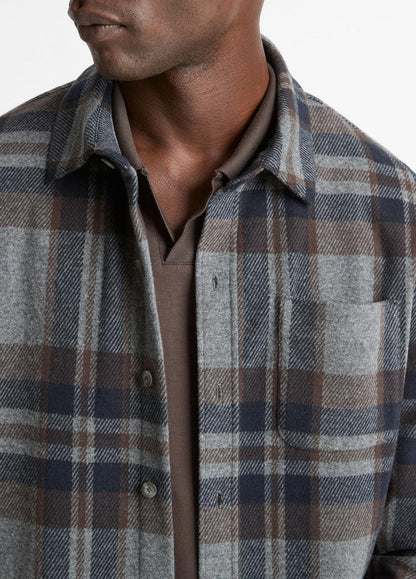 VINCE Plaid Cotton-Blend Shirt Jacket in Shirt Jackets