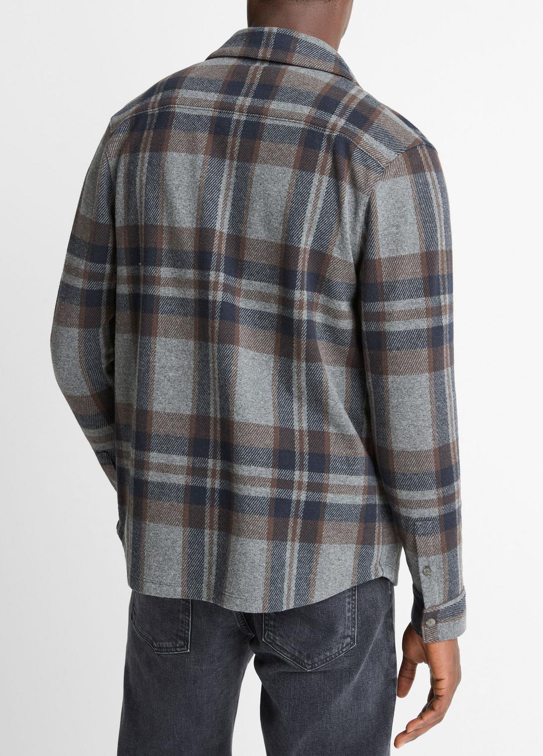 VINCE Plaid Cotton-Blend Shirt Jacket in Shirt Jackets