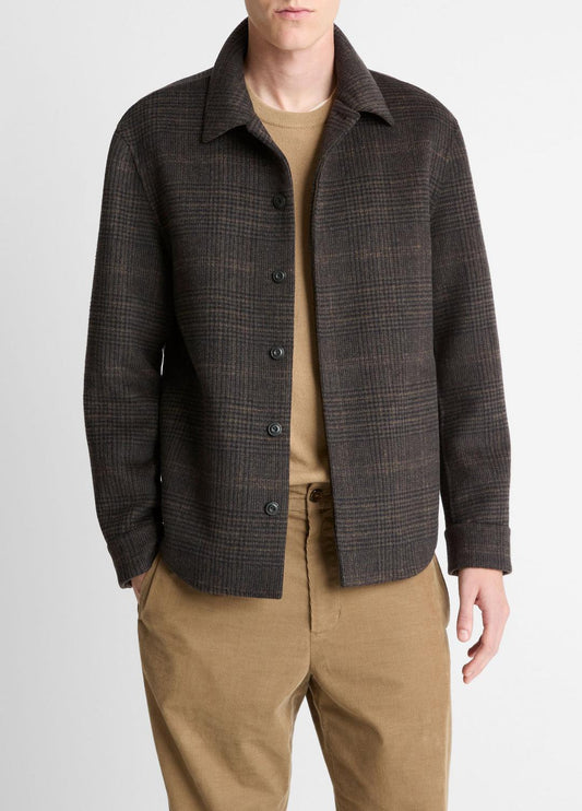 VINCE Plaid Splittable Wool-Blend Shirt Jacket in Shirt Jackets
