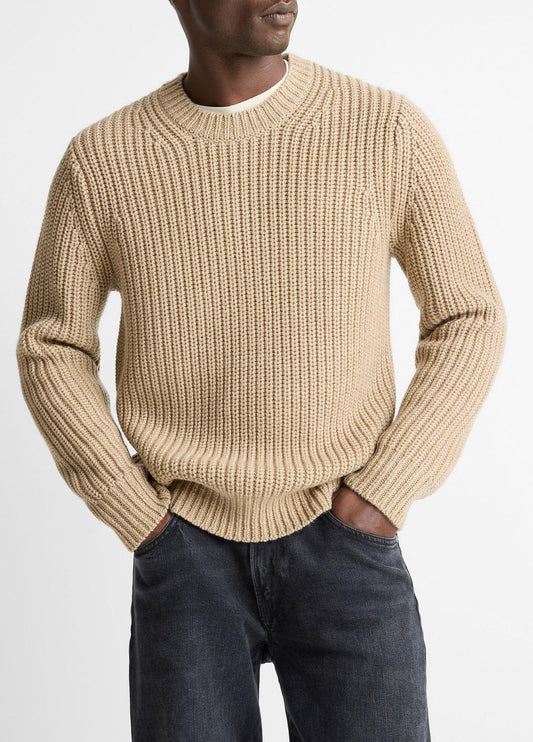 VINCE Utility Shaker Merino Wool Sweater in Crew Neck