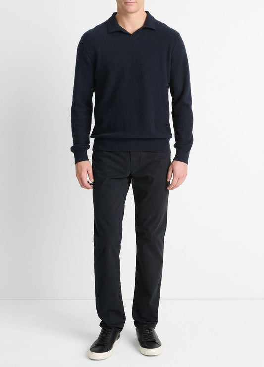 VINCE Plush Cashmere Johnny-Collar Polo in Sweaters