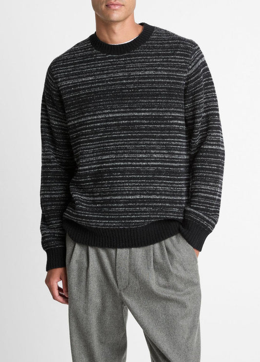 VINCE Marled Stripe Merino Wool-Blend Sweater in Crew Neck