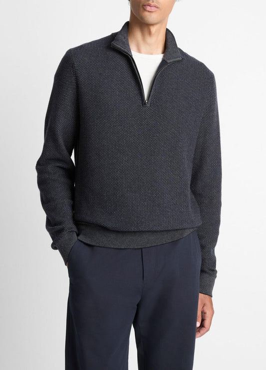 VINCE Geo-Jacquard Wool-Blend Quarter-Zip Sweater in Quarter Zip