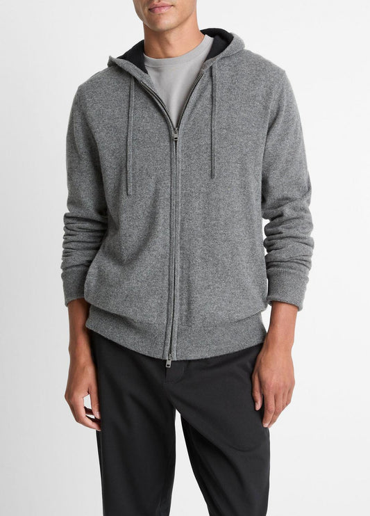 VINCE Cashmere Zip-Front Hoodie in Cashmere