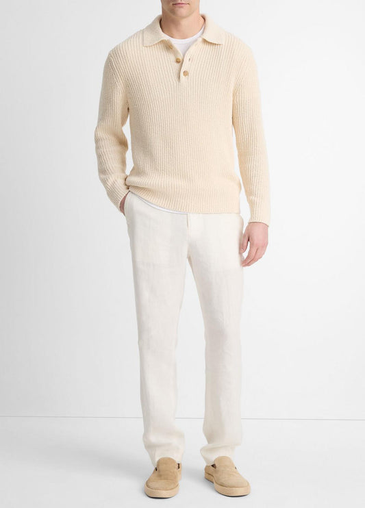 VINCE Shaker Italian Cotton-Blend Polo Sweater in Sweaters