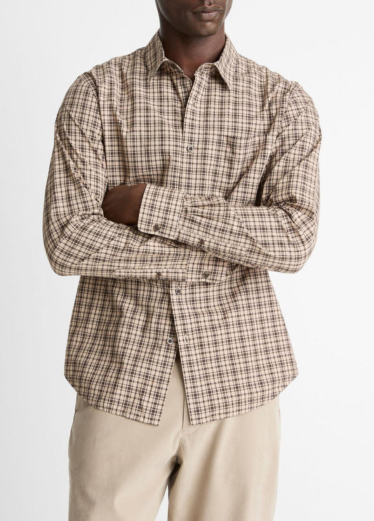 VINCE Great Falls Plaid Cotton Button-Front Shirt in Long Sleeve