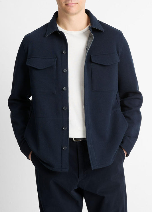 VINCE Double-Knit Cotton-Blend Piqué Shirt Jacket in Shirt Jackets