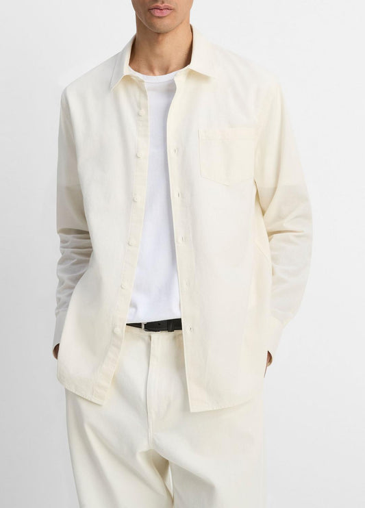VINCE Cotton Chambray Button-Front Shirt in Long Sleeve