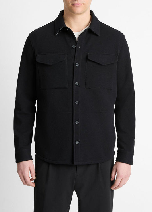 VINCE Double-Knit Cotton-Blend Piqué Shirt Jacket in Shirt Jackets