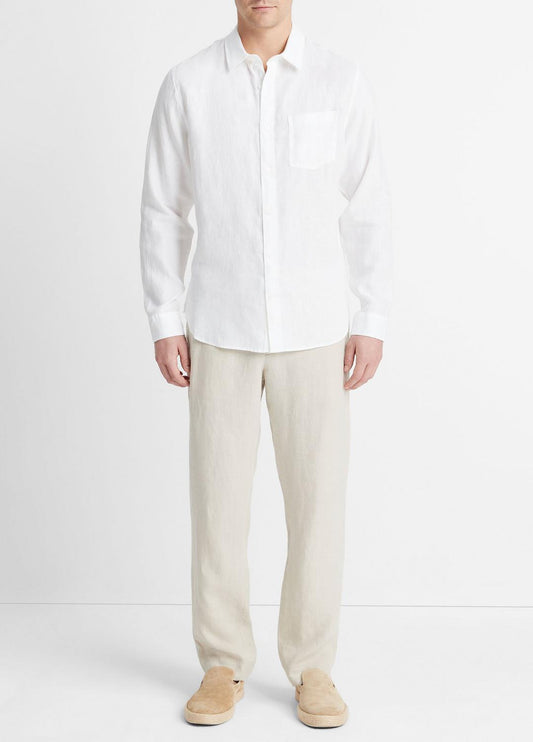 VINCE Linen Long-Sleeve Shirt in Long Sleeve
