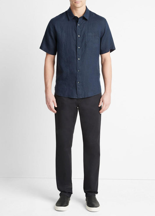 VINCE Linen Short-Sleeve Shirt in Short Sleeve