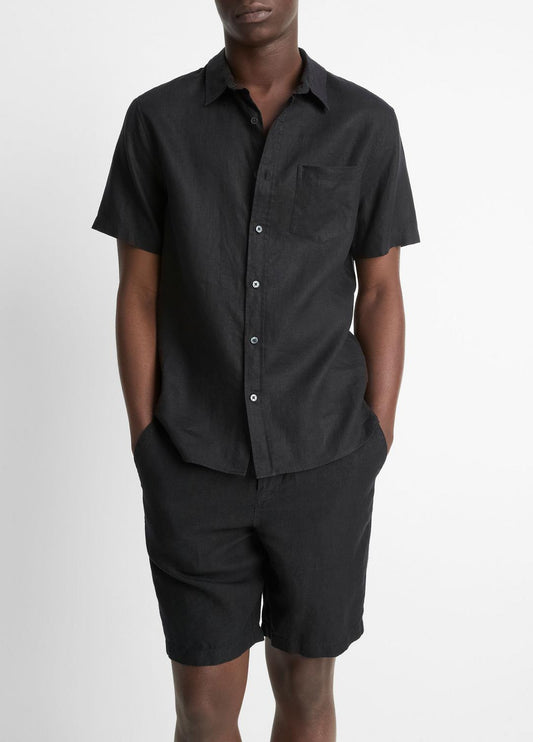 VINCE Linen Short-Sleeve Shirt in Short Sleeve