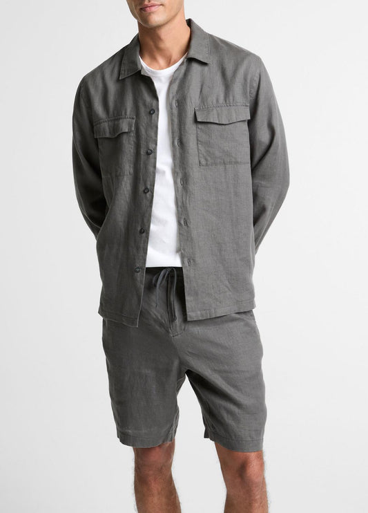 VINCE Linen Garage Shirt  in Long Sleeve