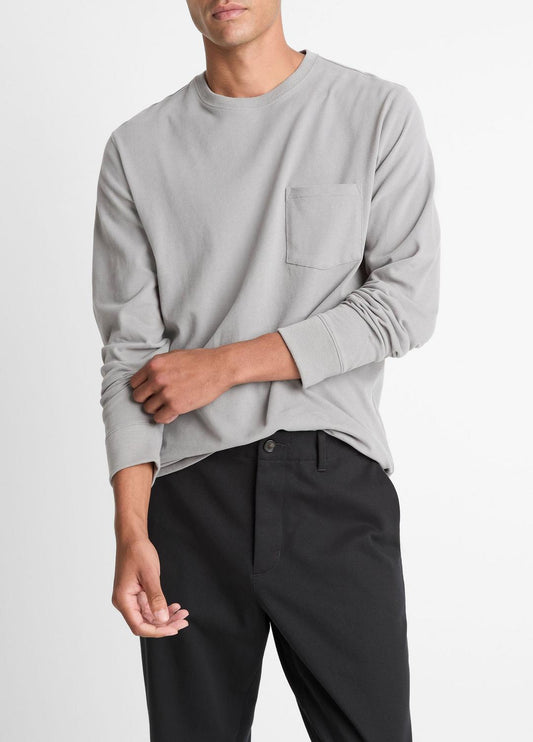 VINCE Sueded Jersey Long-Sleeve Pocket T-Shirt in Long Sleeve