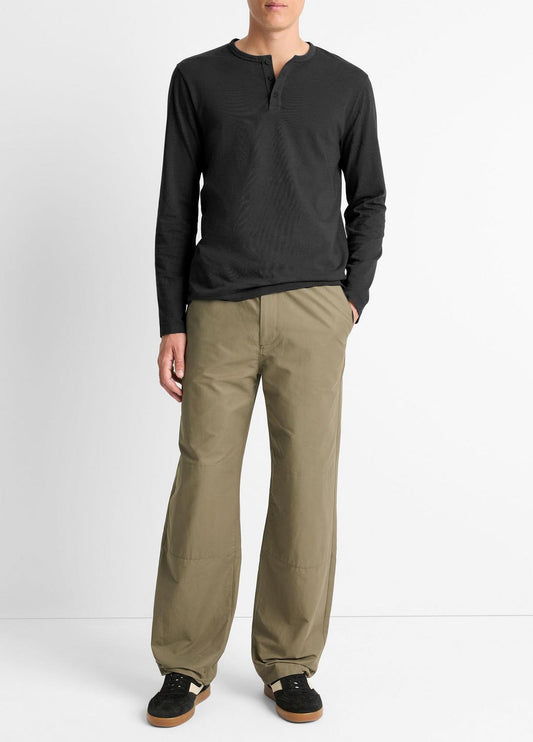 VINCE Garment Dye Cotton Long-Sleeve Henley in Henleys & Polos