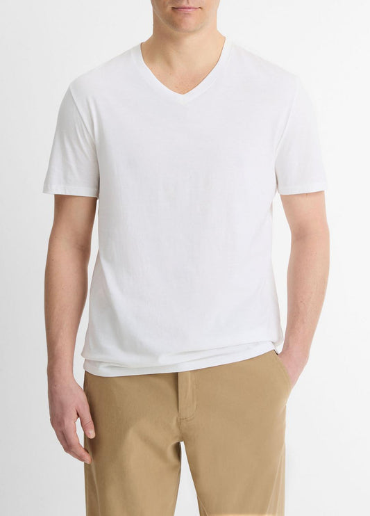 VINCE Pima Cotton V-Neck T-Shirt in Short Sleeve