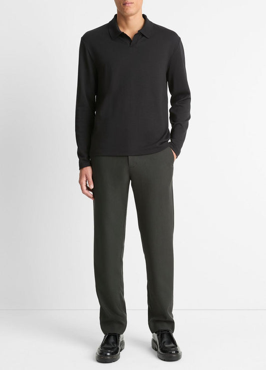 VINCE Milano Pima Cotton-Blend Johnny-Collar Shirt in Long Sleeve
