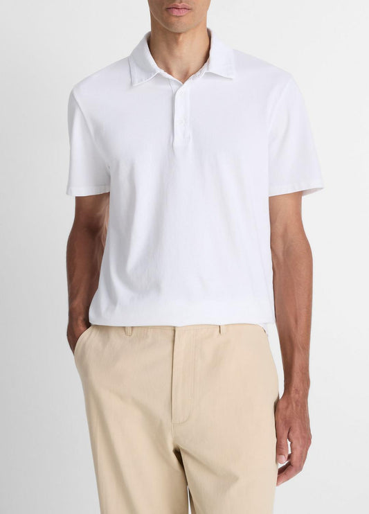 VINCE Garment Dye Cotton Polo Shirt in Henleys & Polos