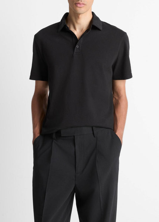 VINCE Garment Dye Cotton Polo Shirt in Short Sleeve