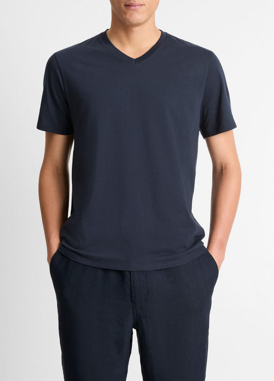 VINCE Pima Cotton V-Neck T-Shirt in Short Sleeve