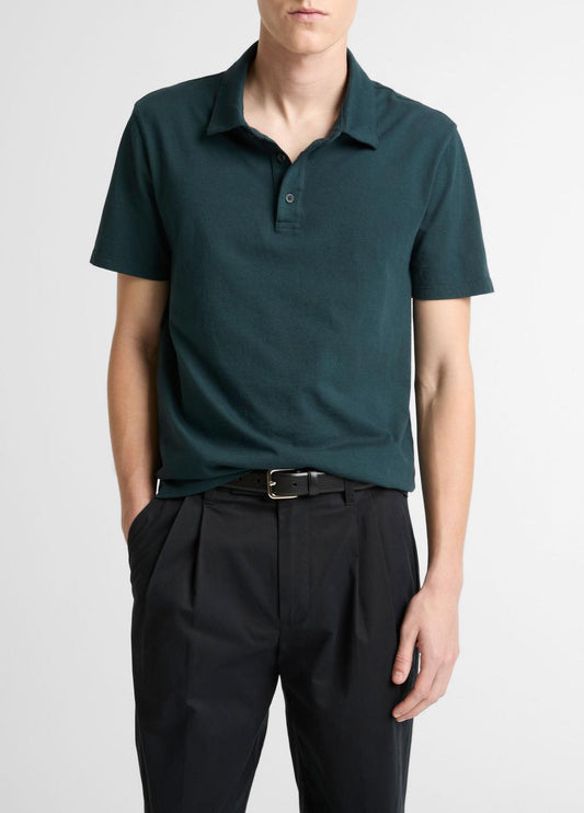 VINCE Garment Dye Cotton Polo Shirt in Short Sleeve