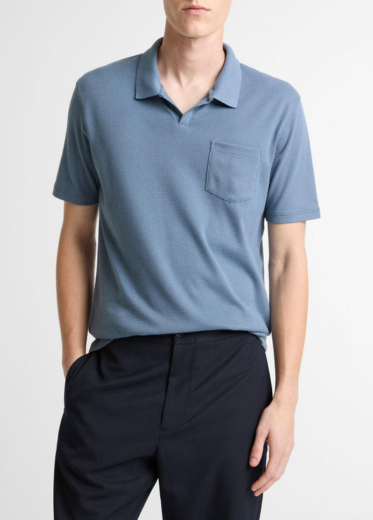 VINCE Garment Dye Cotton Polo Shirt in Short Sleeve