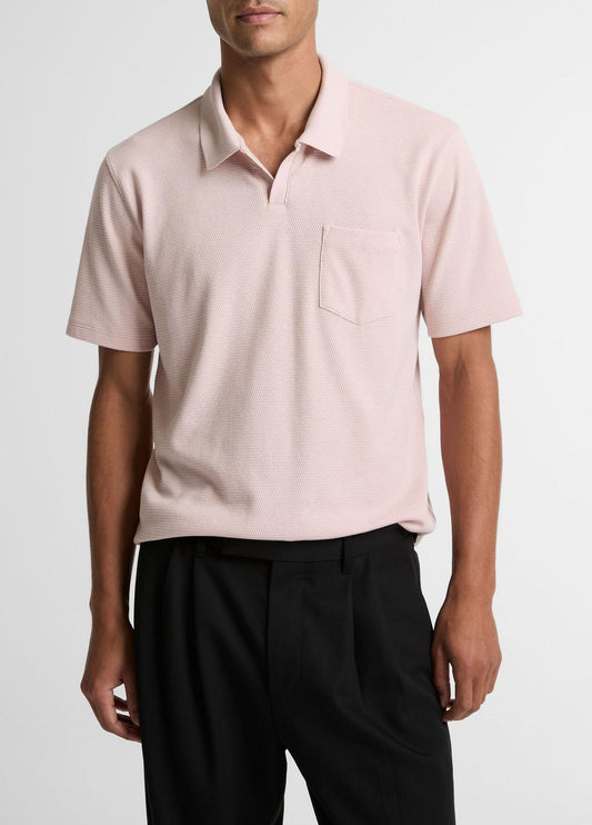 VINCE Cotton-Blend Johnny-Collar Polo Shirt in Henleys & Polos
