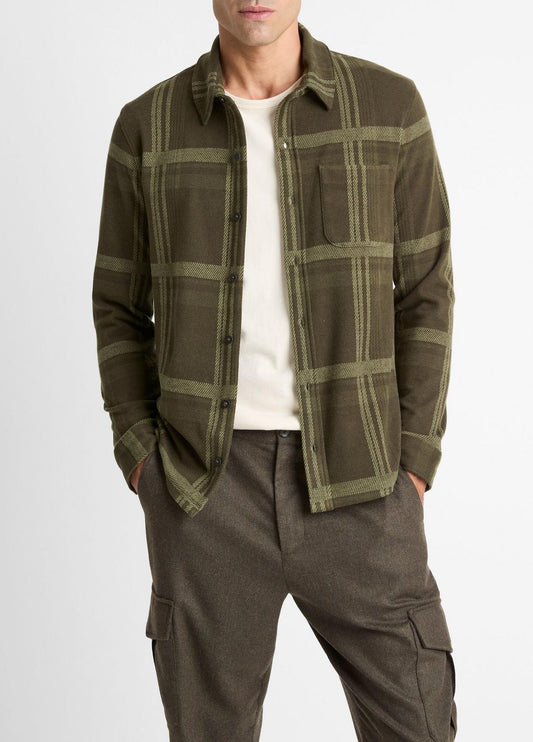 VINCE Plaid Cotton-Blend Shirt Jacket in Shirt Jackets