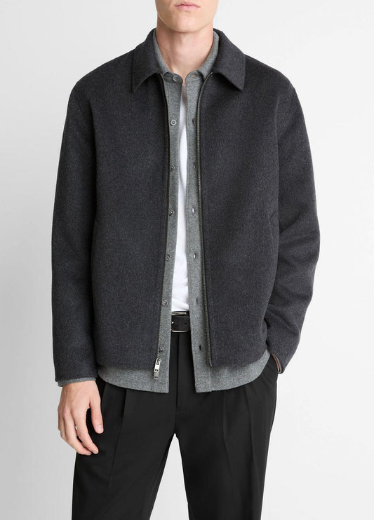 VINCE Splittable Wool-Blend Zip-Front Jacket in Jackets
