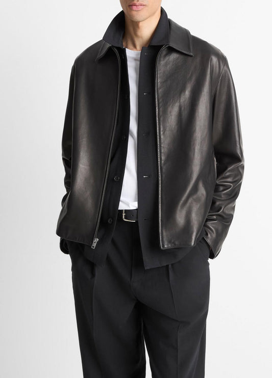 VINCE Leather Zip-Up Jacket in Leather Jackets