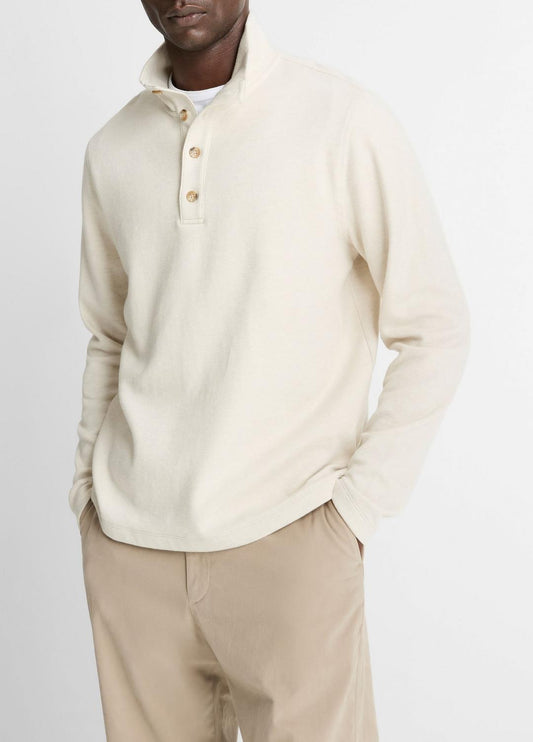 VINCE Cotton Button Mock-Neck Pullover in Sweatshirts & Hoodies