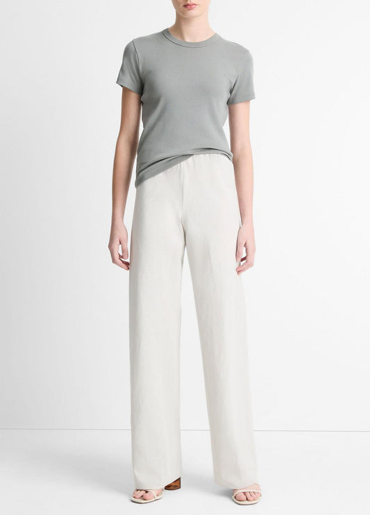 VINCE Cotton-Blend High-Waist Bias Pant in Pants & Shorts
