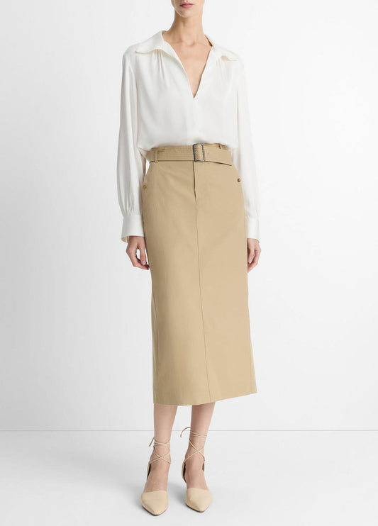 VINCE Cotton Trench Pencil Skirt in Dresses & Skirts