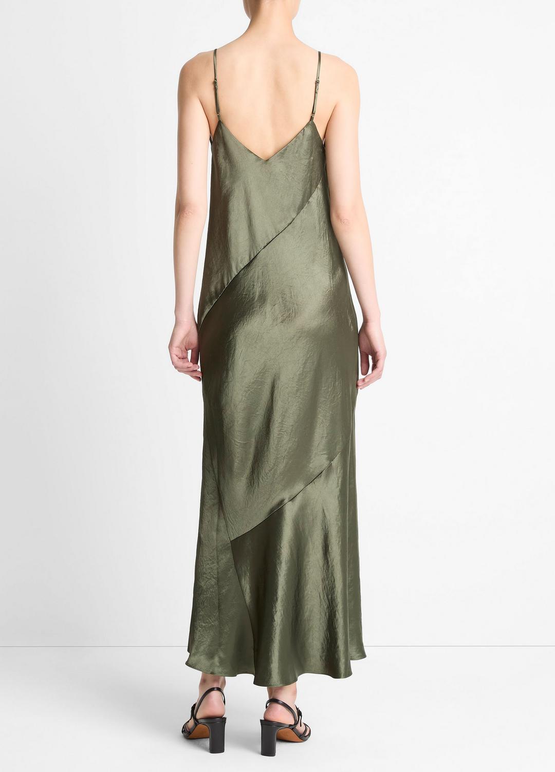 VINCE Paneled Satin Bias Slip Dress in Dresses & Skirts