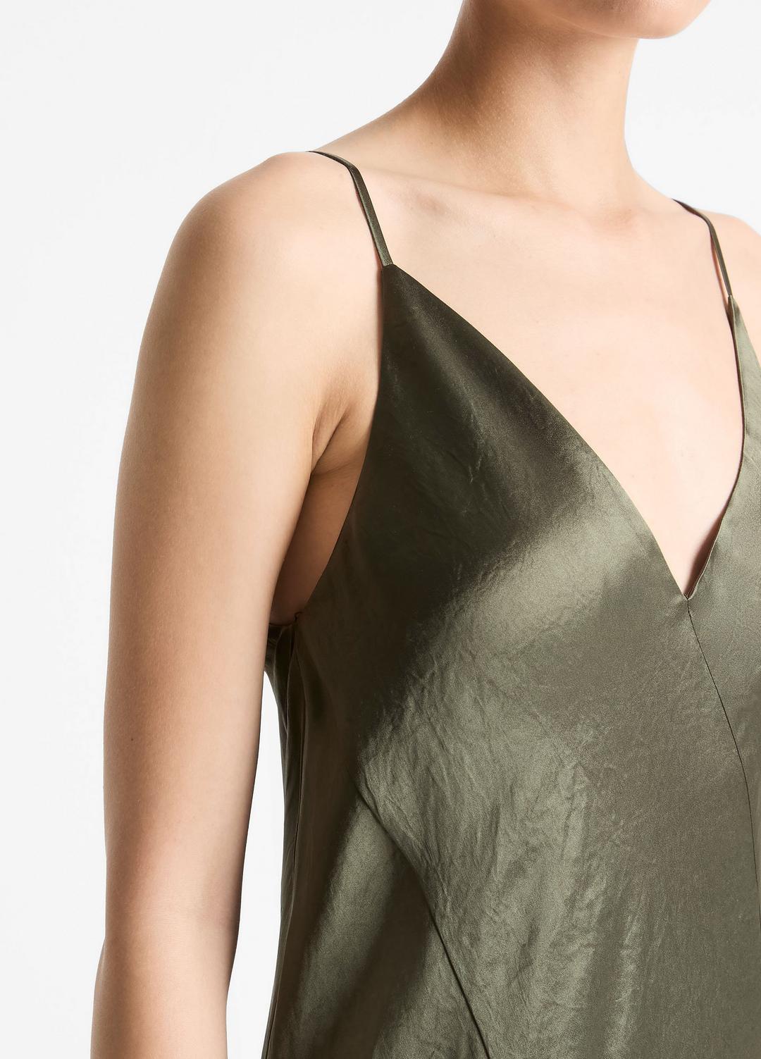 VINCE Paneled Satin Bias Slip Dress in Dresses & Skirts