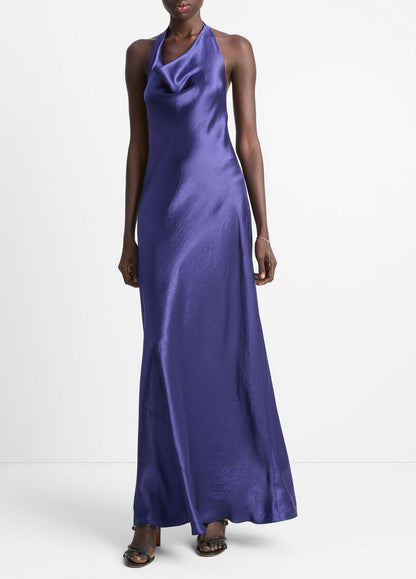 VINCE Satin Cowl-Neck Maxi Dress in Dresses & Skirts