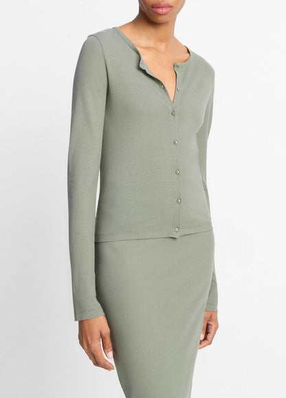 VINCE Cotton Crepe Jersey Cardigan in Shirts & Tees