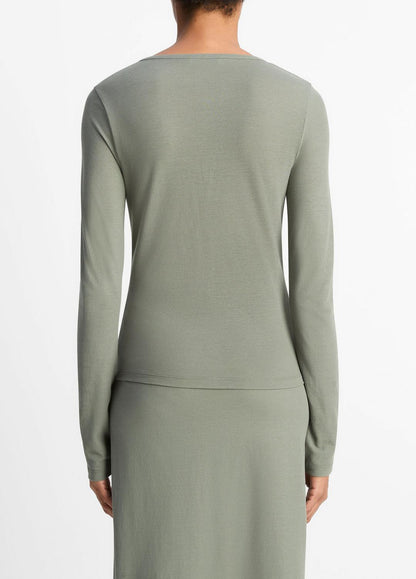 VINCE Cotton Crepe Jersey Cardigan in Shirts & Tees