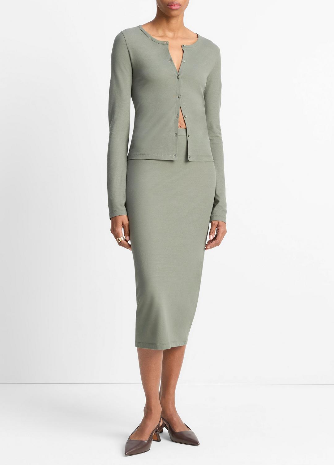 VINCE Cotton Crepe Jersey Cardigan in Shirts & Tees