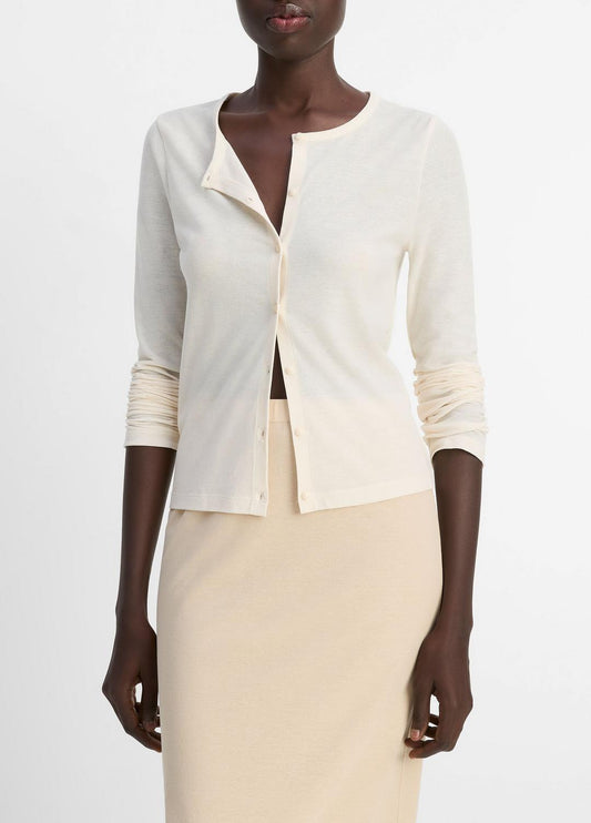 VINCE Cotton Crepe Jersey Cardigan in Shirts & Tees