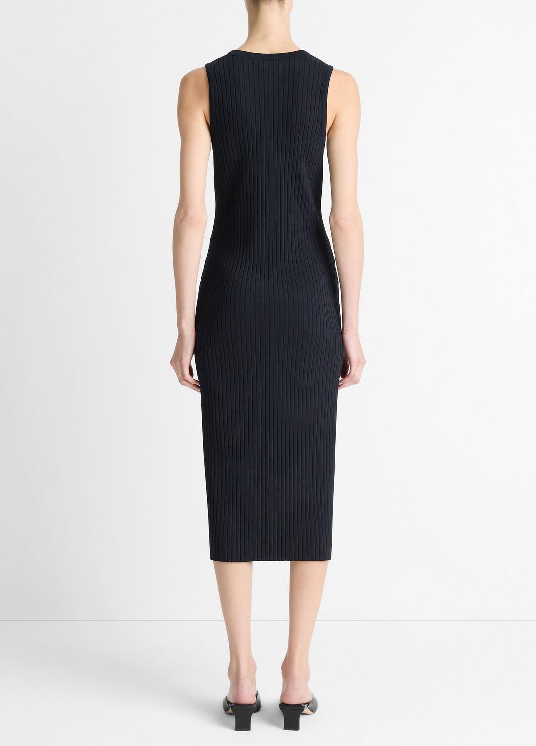 VINCE Ribbed Cotton-Blend Button-Front Dress in Dresses & Skirts
