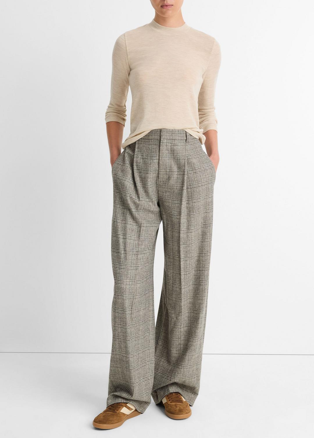 VINCE Wool Three-Quarter-Sleeve Mock-Neck Top in Shirts & Tees
