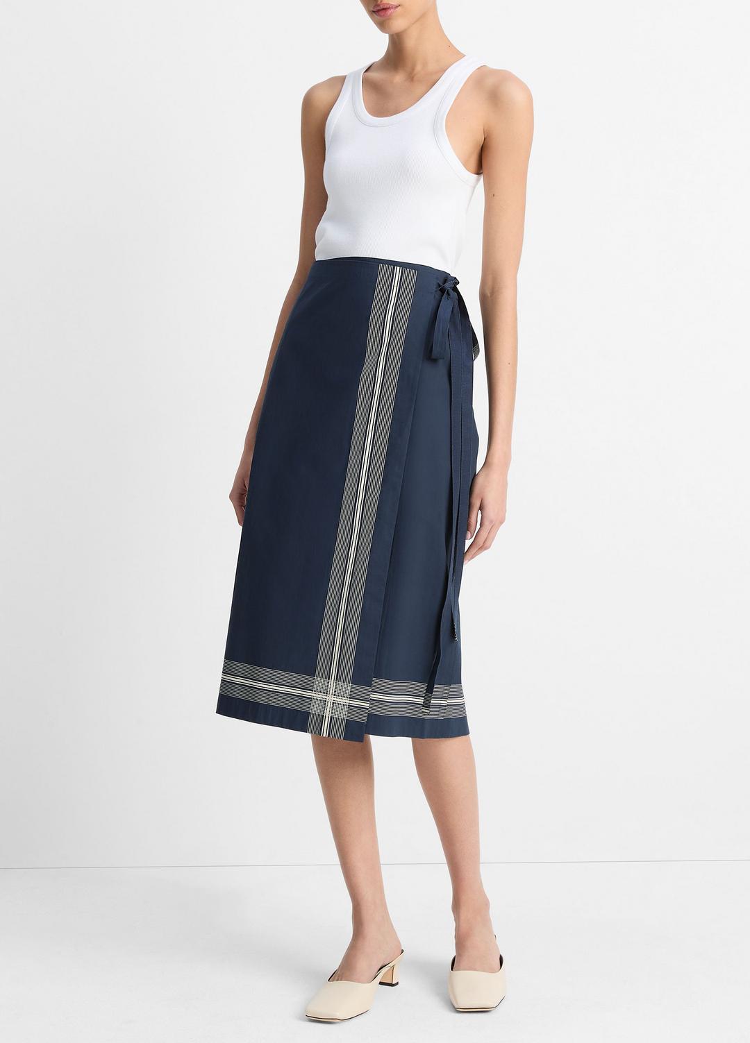 VINCE Handkerchief-Stripe Straight Wrap Skirt in Dresses & Skirts