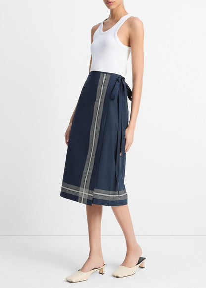VINCE Handkerchief-Stripe Straight Wrap Skirt in Dresses & Skirts