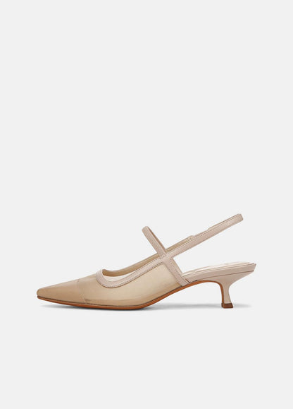 VINCE Venice Leather and Mesh Slingback Kitten Heel in Shoes