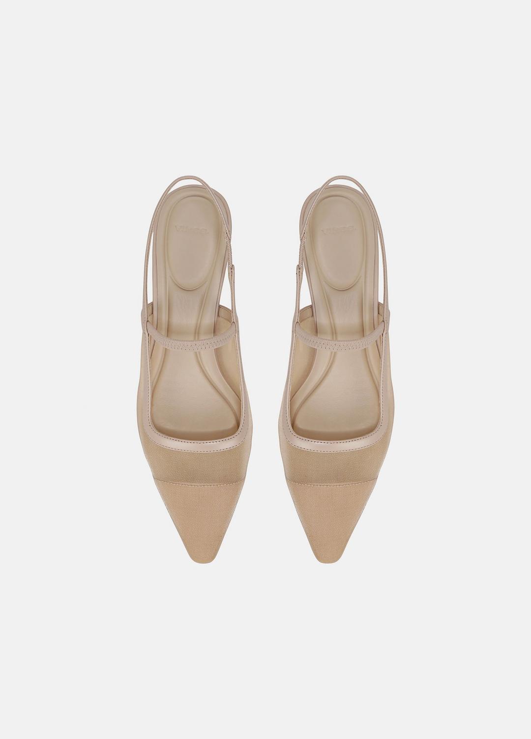VINCE Venice Leather and Mesh Slingback Kitten Heel in Shoes
