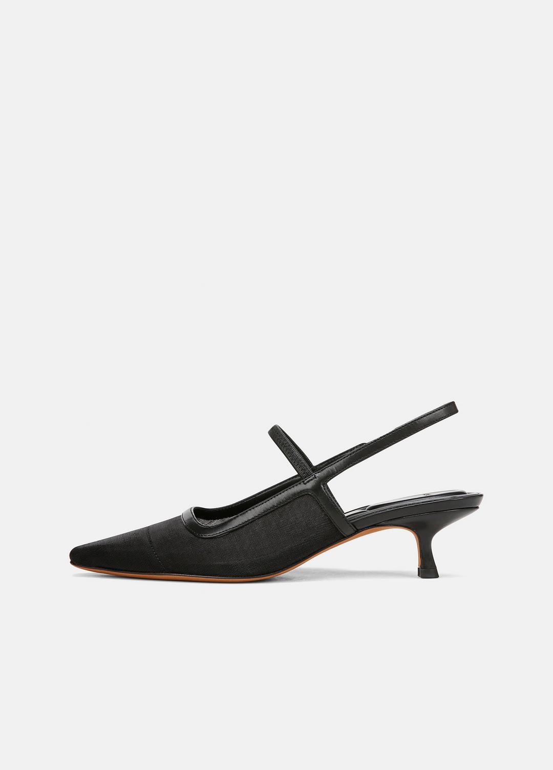 VINCE Venice Leather and Mesh Slingback Kitten Heel in Shoes