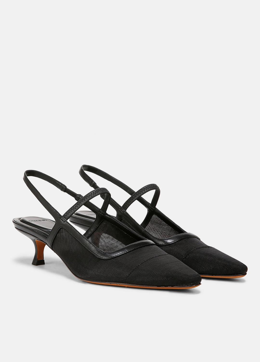 VINCE Venice Leather and Mesh Slingback Kitten Heel in Shoes
